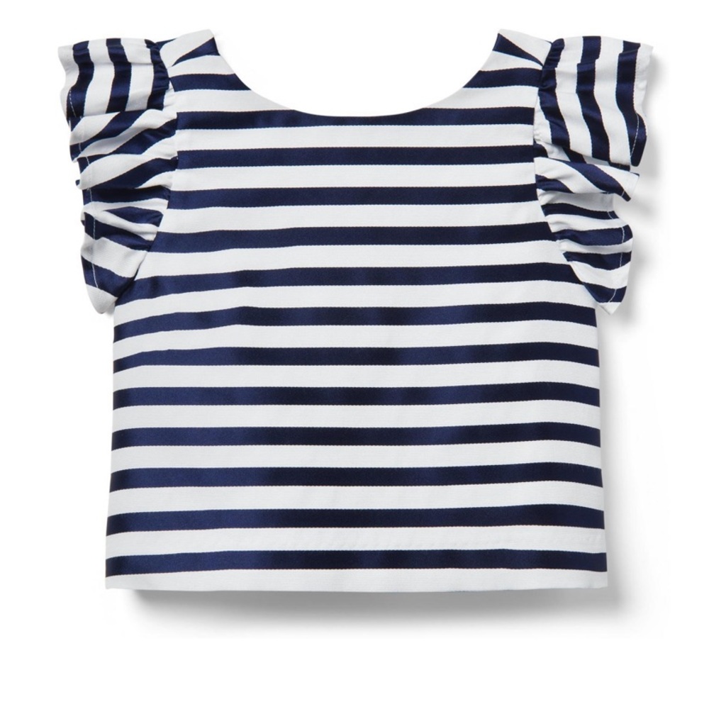 STRIPED RUFFLE SLEEVE TOP